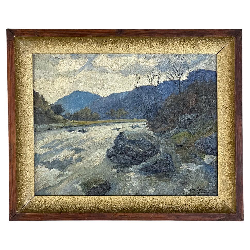 Antique Framed Oil Painting on Board by Lucien Houbiers '1876-1943' For Sale