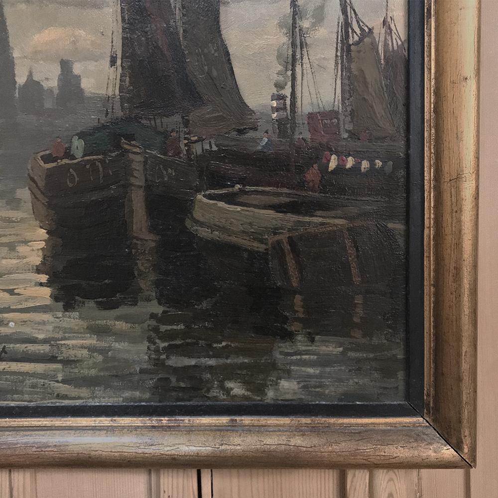 Mid-20th Century Antique Framed Oil Painting on Board by Reynaert