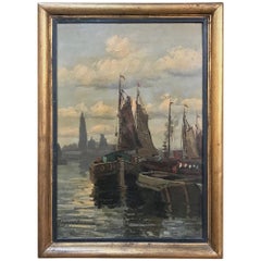 Vintage Framed Oil Painting on Board by Reynaert