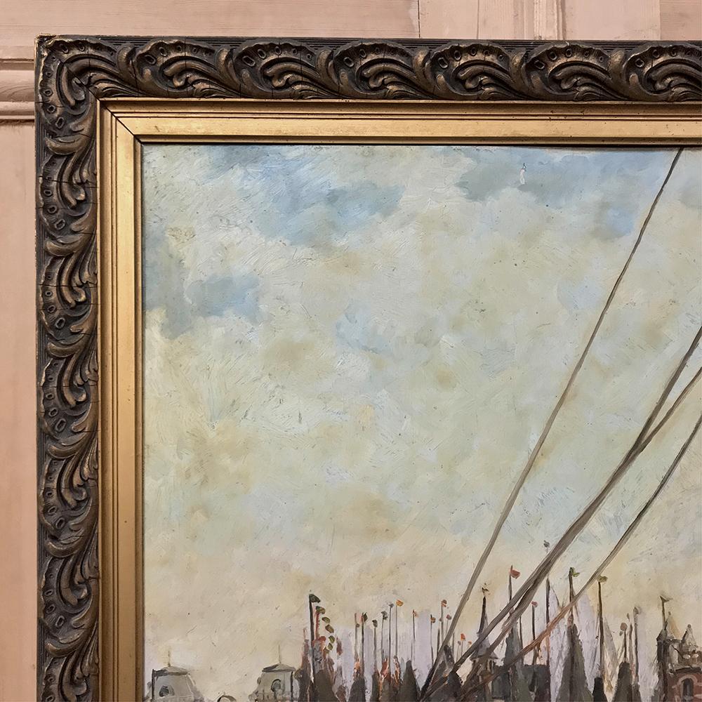 Antique Framed Oil Painting on Board by Windel In Good Condition For Sale In Dallas, TX
