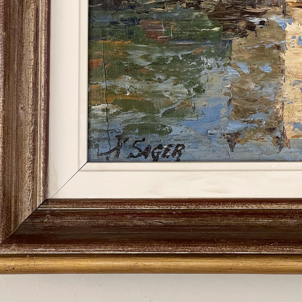 Début du 20ème siècle Peinture à l'huile sur panneau d'antiquités encadrée de Xavier Sager