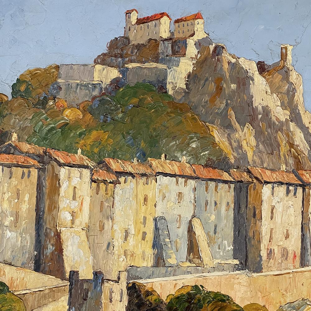 Peinture à l'huile sur panneau d'antiquités encadrée de Xavier Sager 1