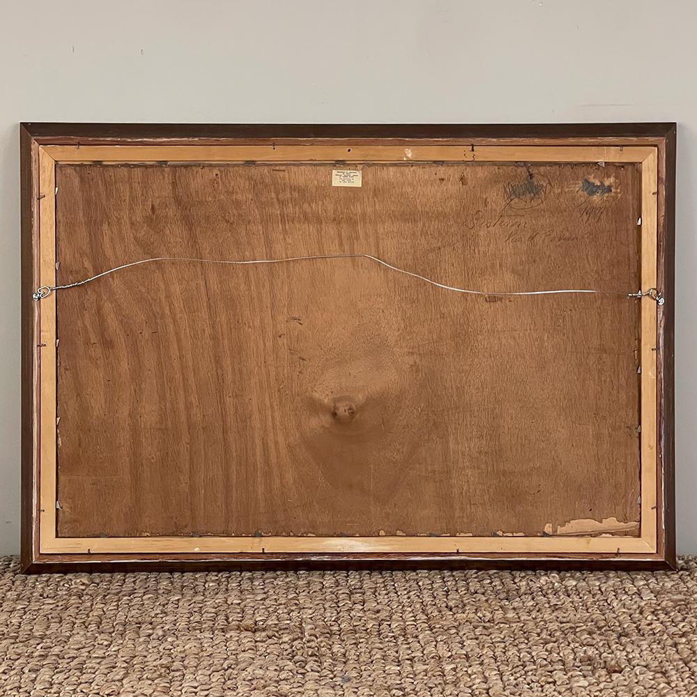 Peinture à l'huile sur panneau d'antiquités encadrée de Xavier Sager 2
