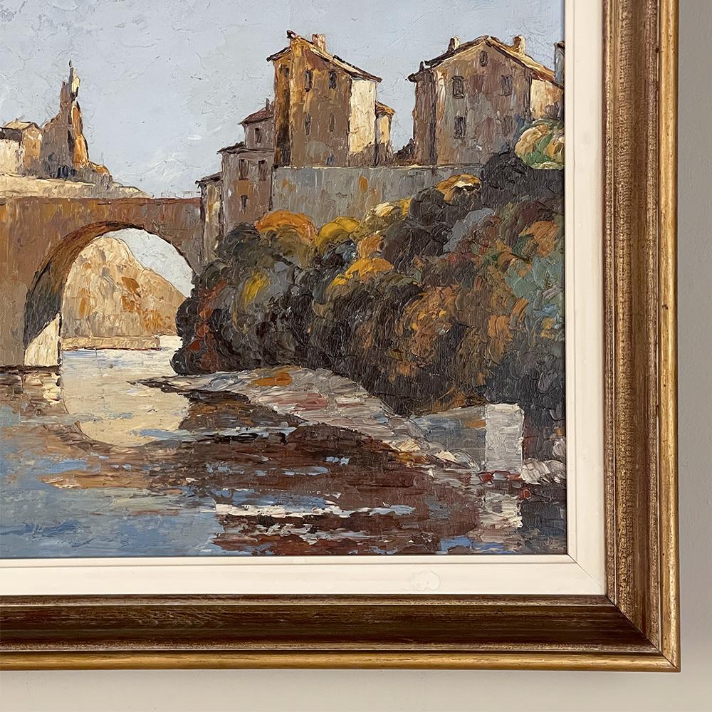 Peint à la main Peinture à l'huile sur panneau d'antiquités encadrée de Xavier Sager
