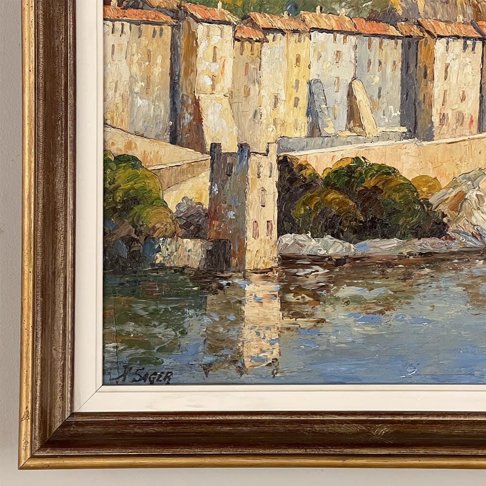 Peinture à l'huile sur panneau d'antiquités encadrée de Xavier Sager Bon état à Dallas, TX