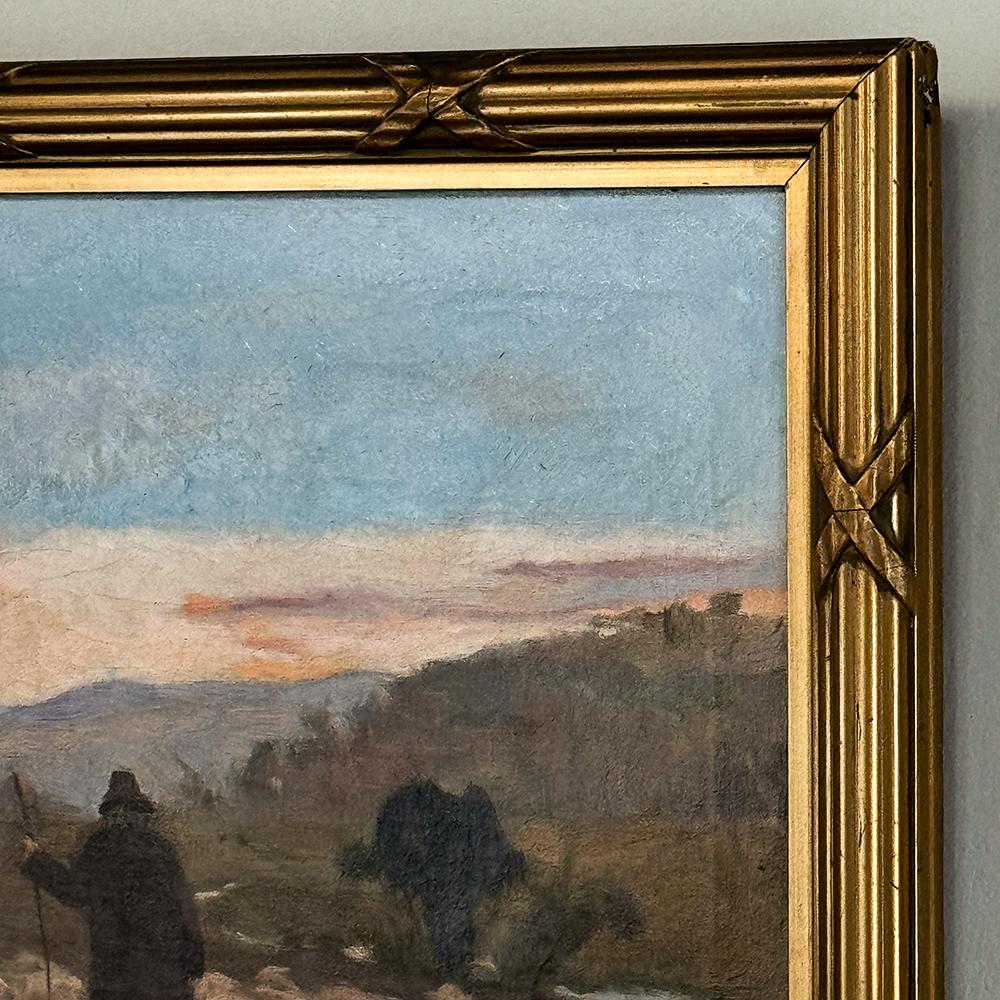 Peinture à l'huile sur toile ancienne encadrée de A. Fivet datée de 1923 en vente 2