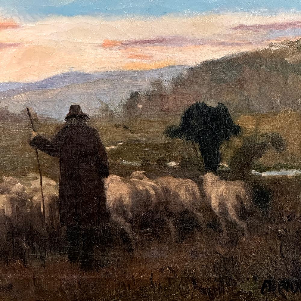 Peinture à l'huile sur toile ancienne encadrée de A. Fivet datée de 1923 en vente 3