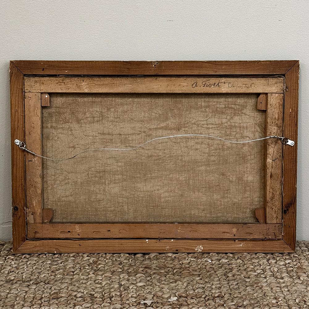 Peinture à l'huile sur toile ancienne encadrée de A. Fivet datée de 1923 en vente 5