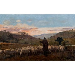Antique Framed Oil Painting on Canvas by A. Fivet Dated 1923
