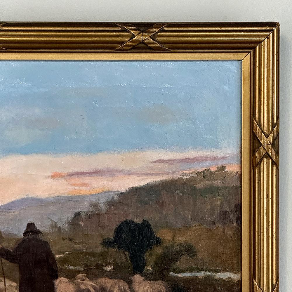 Début du 20ème siècle Peinture à l'huile sur toile ancienne encadrée de A. Fivet datée de 1923 en vente