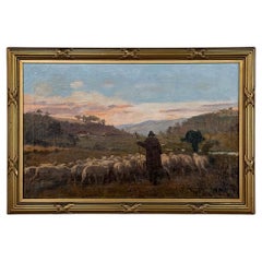 Antiguo cuadro al óleo sobre lienzo enmarcado de A. Fivet fechado en 1923