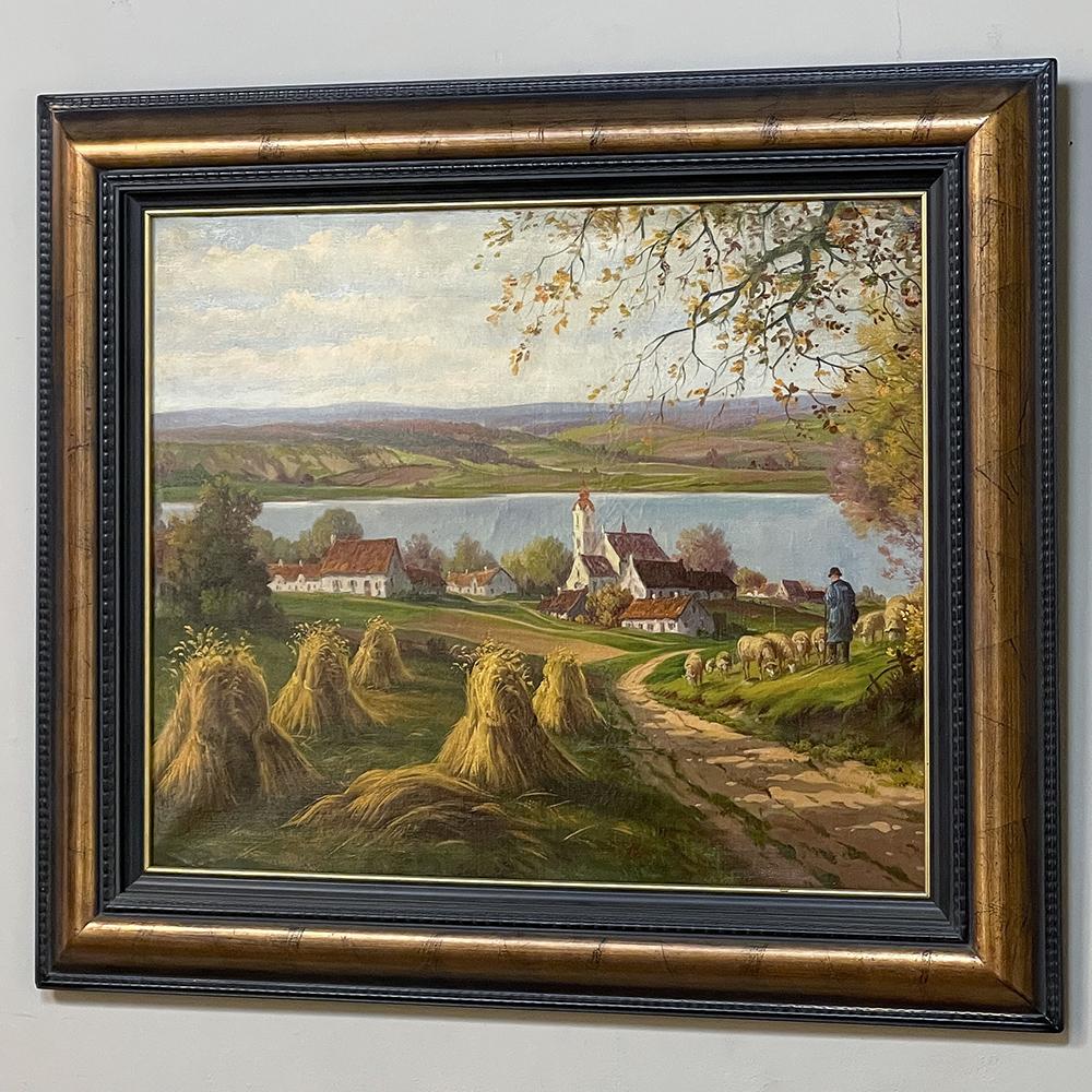 Belgian Antique Framed Oil Painting on Canvas by Albert Caullet For Sale