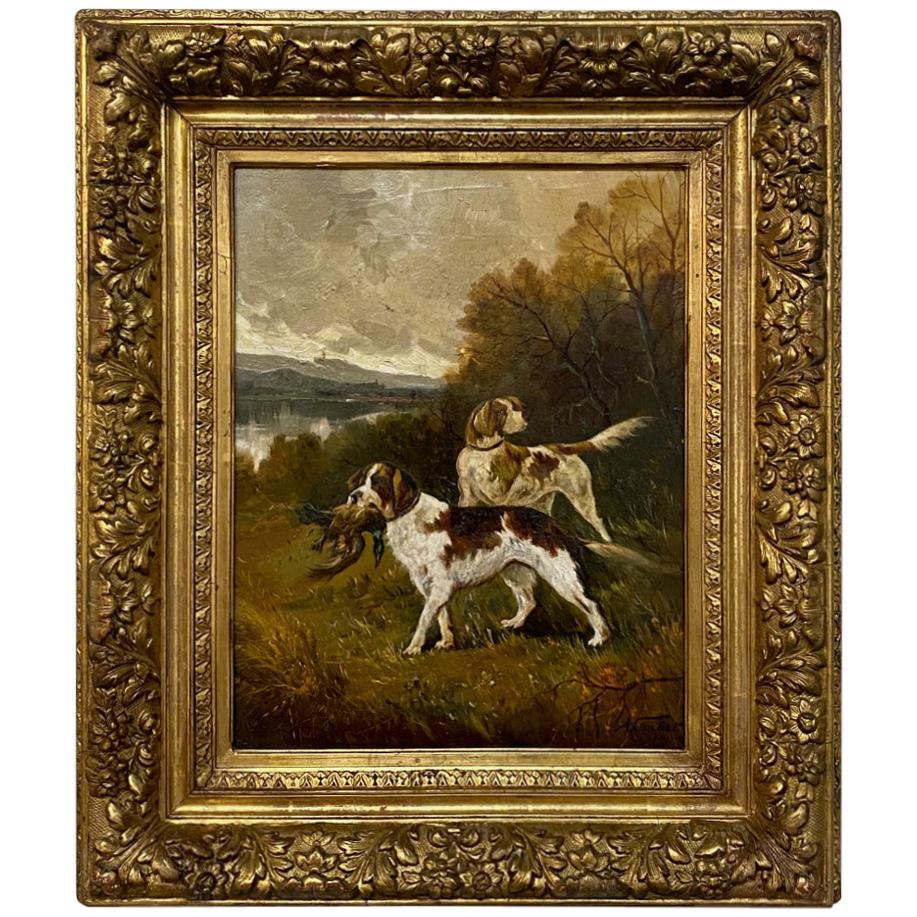 Antique Framed Oil Painting on Canvas by Albert Caullet