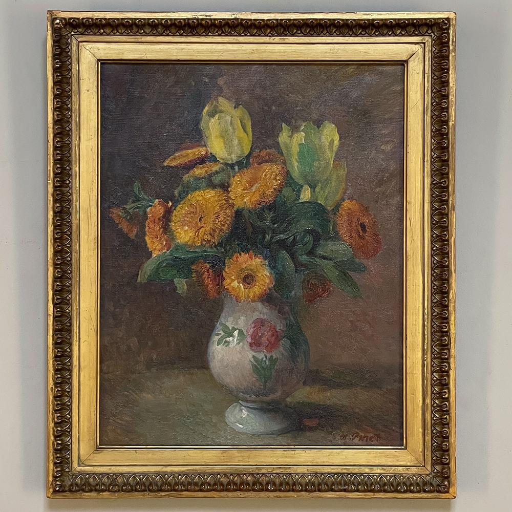 Belgian Antique Framed Oil Painting on Canvas by Albert Pinot '1875-1962' For Sale