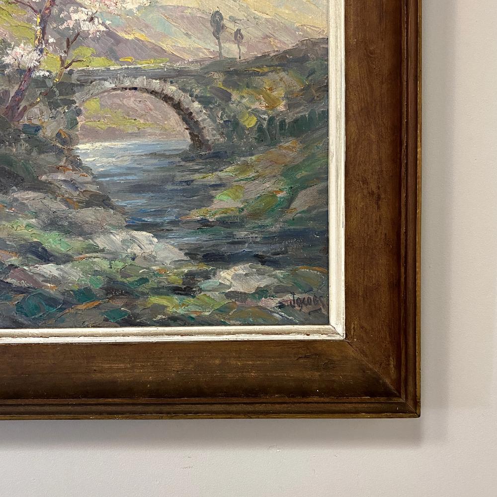 Antique Framed Oil Painting on Canvas by Dieudonne Jacobs In Good Condition For Sale In Dallas, TX