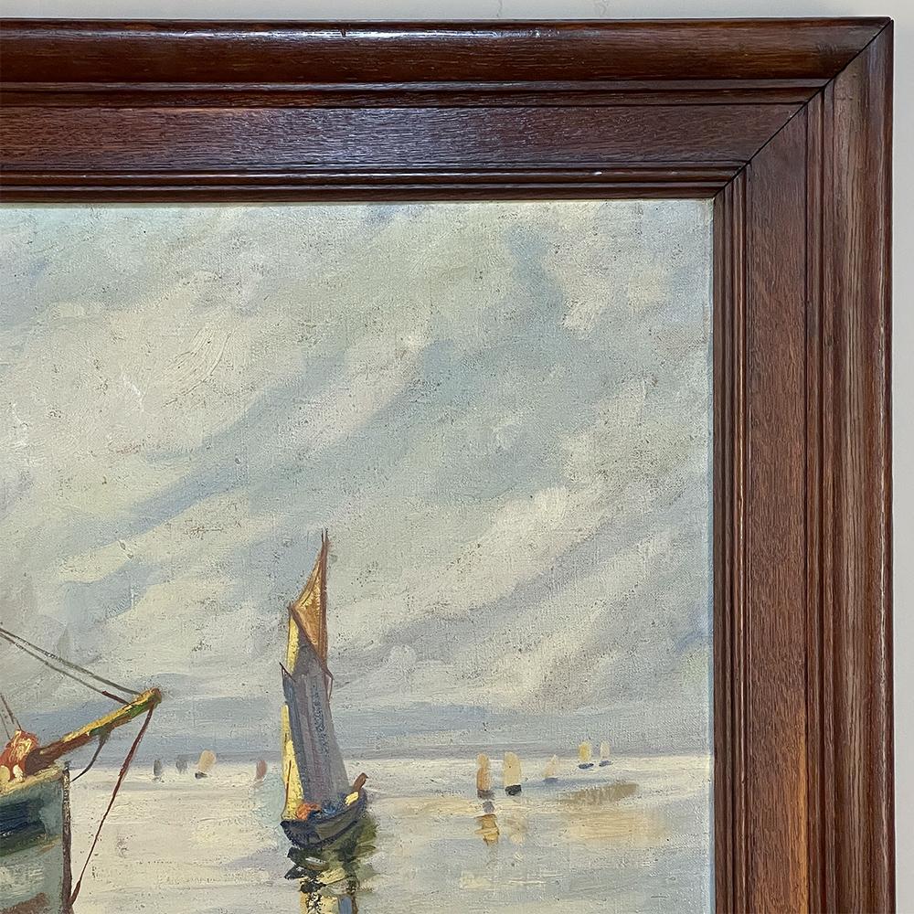 20th Century Antique Framed Oil Painting on Canvas by E. Halleux Dated 1940 For Sale