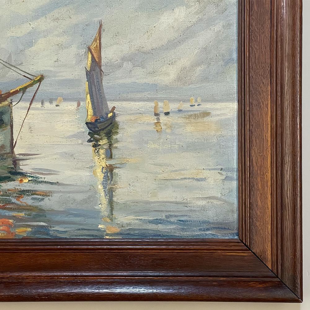 Antique Framed Oil Painting on Canvas by E. Halleux Dated 1940 For Sale 1