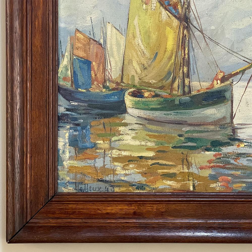 Antique Framed Oil Painting on Canvas by E. Halleux Dated 1940 For Sale 2