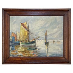 Antique Framed Oil Painting on Canvas by E. Halleux Dated 1940