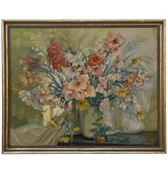 Antikes gerahmtes Ölgemälde auf Leinwand von Euphrasia Loutchinsky (1887-1974)