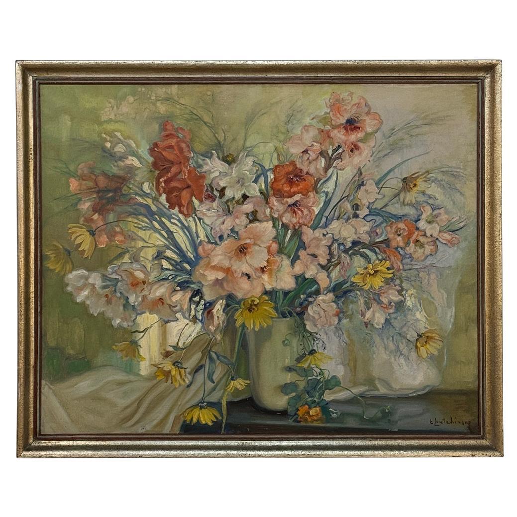 Antikes gerahmtes Ölgemälde auf Leinwand von Euphrasia Loutchinsky (1887-1974)