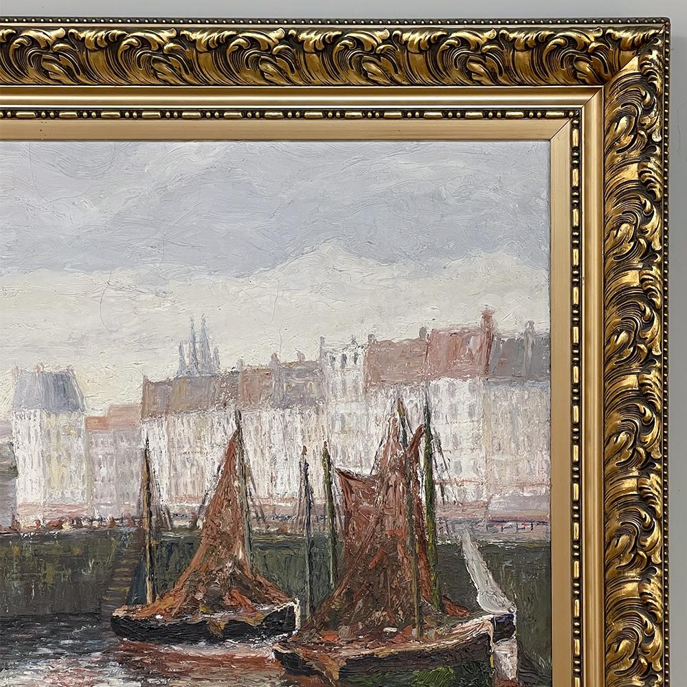 Mid-20th Century Antique Framed Oil Painting on Canvas by G. Hodeige, Dated 1936 For Sale
