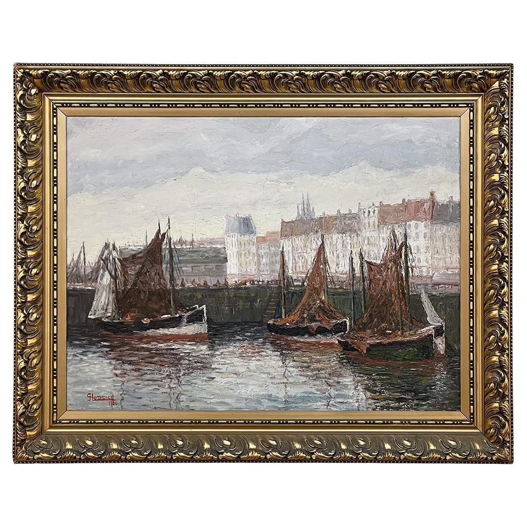 Peinture à l'huile sur toile ancienne encadrée de G. Hodeige, datée de 1936