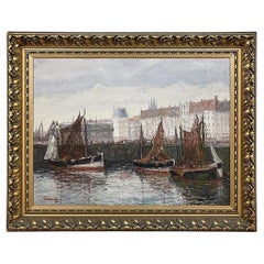 Antique Framed Oil Painting on Canvas by G. Hodeige, Dated 1936