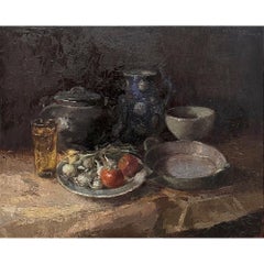 Antikes gerahmtes Ölgemälde auf Leinwand von Guy Cambier (1923-2008) 'Stilleben'