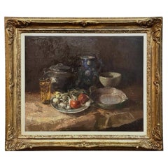 Antikes gerahmtes Ölgemälde auf Leinwand von Guy Cambier (1923-2008) 'Stilleben'