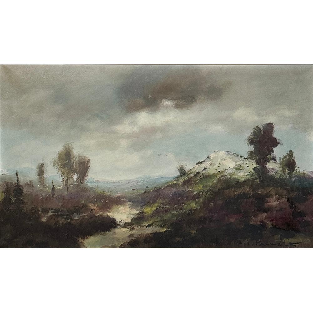 Antique Framed Oil Painting on Canvas by Henri Joseph Pauwels (1903-1983) is a classic example of landscape work by the celebrated and prolific artist who is one of Belgium's favorite sons.  Using an impressionistic flair, Pauwels captured the gray