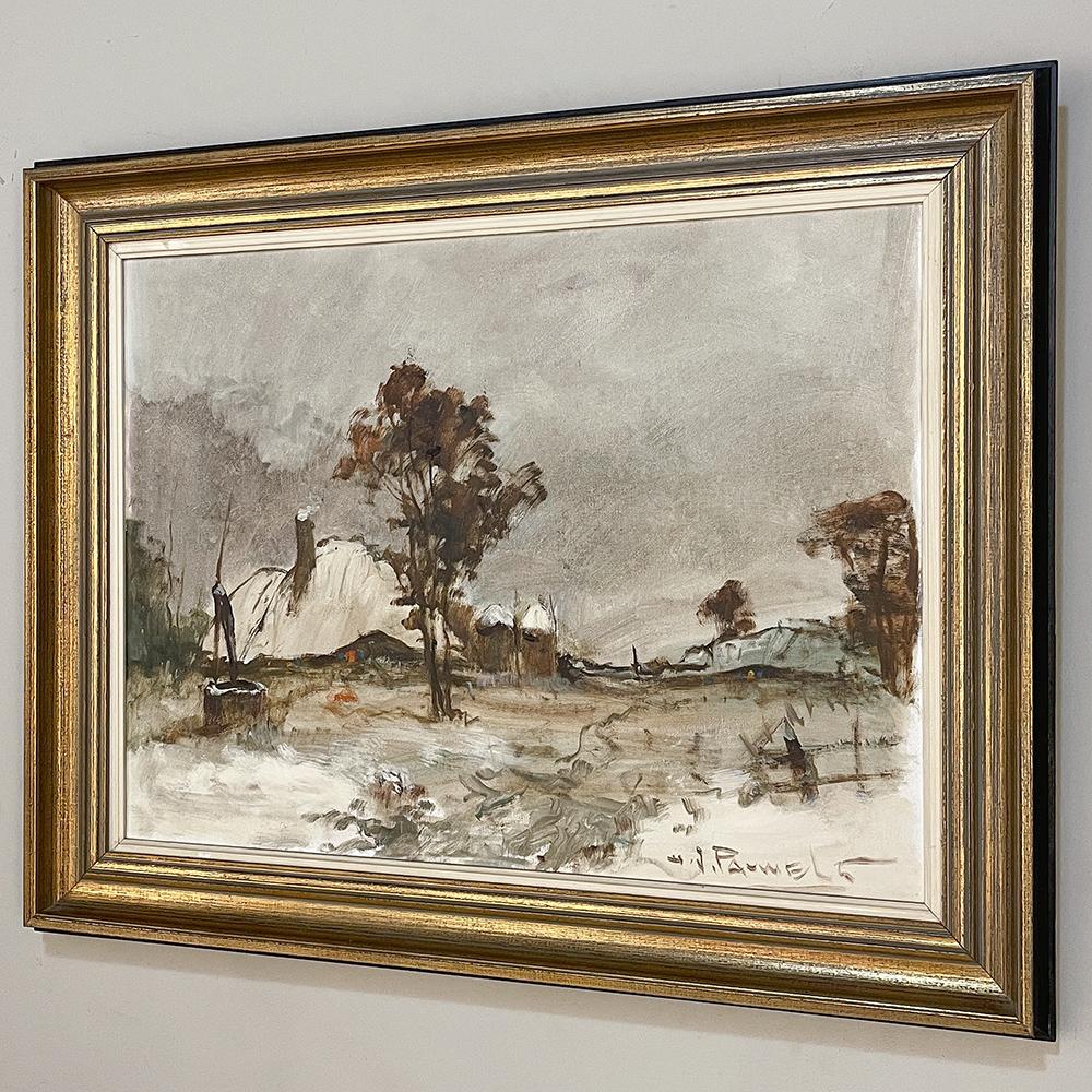 Dipinto a mano Antico dipinto a olio su tela con cornice di Henri Joseph Pauwels in vendita