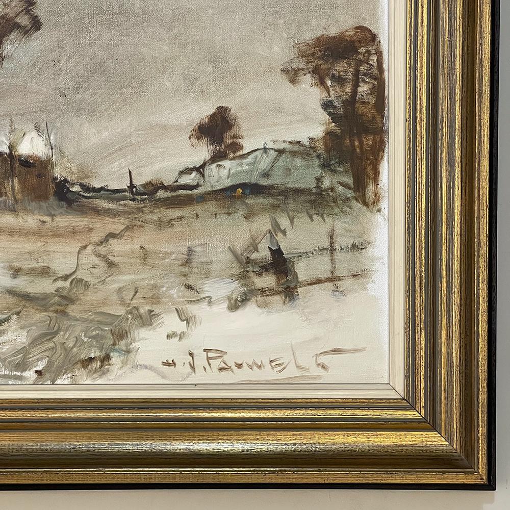 Mid-20th Century Antique Framed Oil Painting on Canvas by Henri Joseph Pauwels For Sale