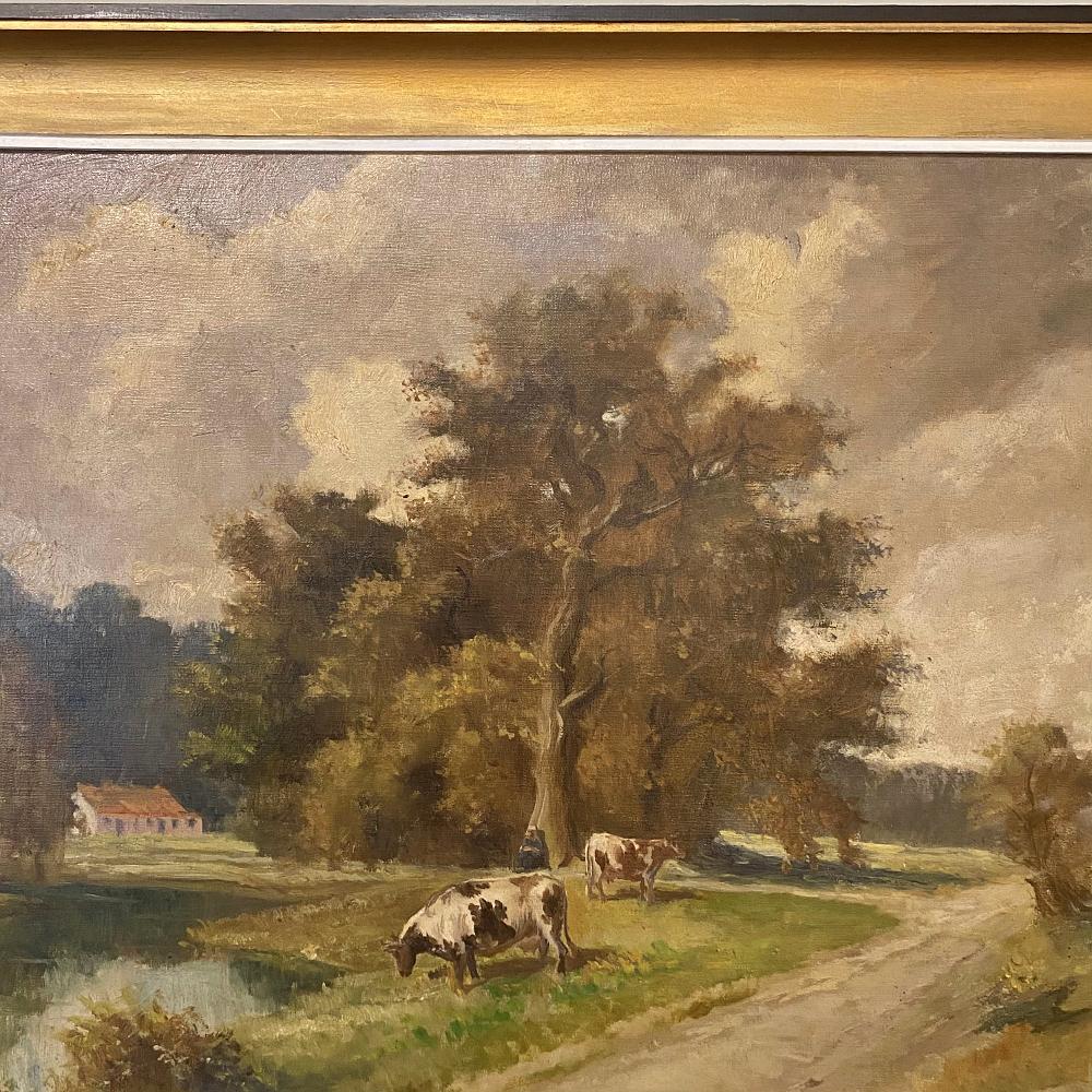 Antique Framed Oil Painting on Canvas by J. F. Barone For Sale 3