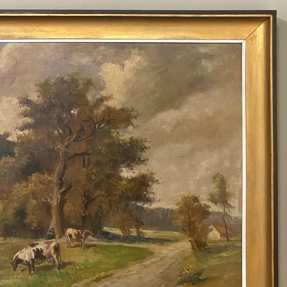 Antique Framed Oil Painting on Canvas by J. F. Barone In Good Condition For Sale In Dallas, TX