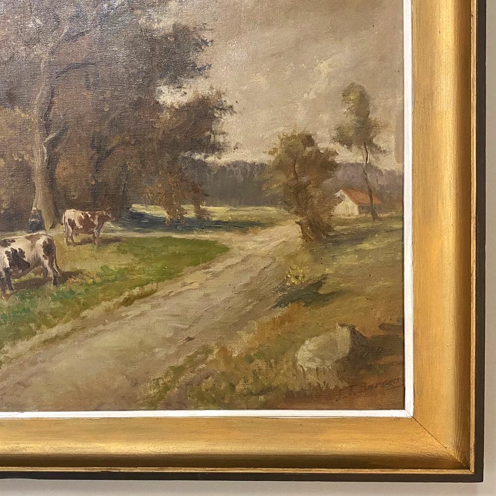 20th Century Antique Framed Oil Painting on Canvas by J. F. Barone For Sale