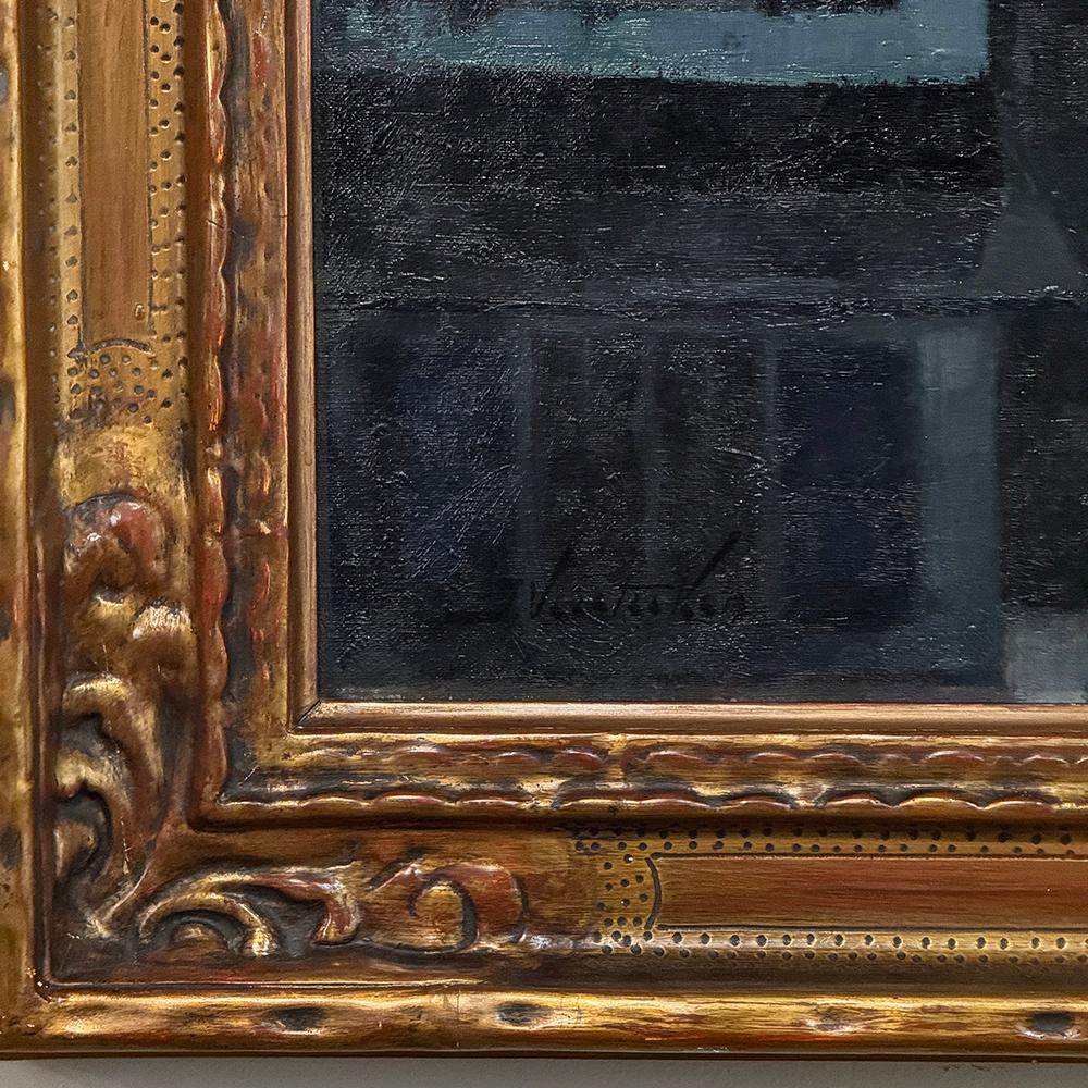 Cuadro antiguo al óleo sobre lienzo enmarcado de J. Verstecken en venta 5