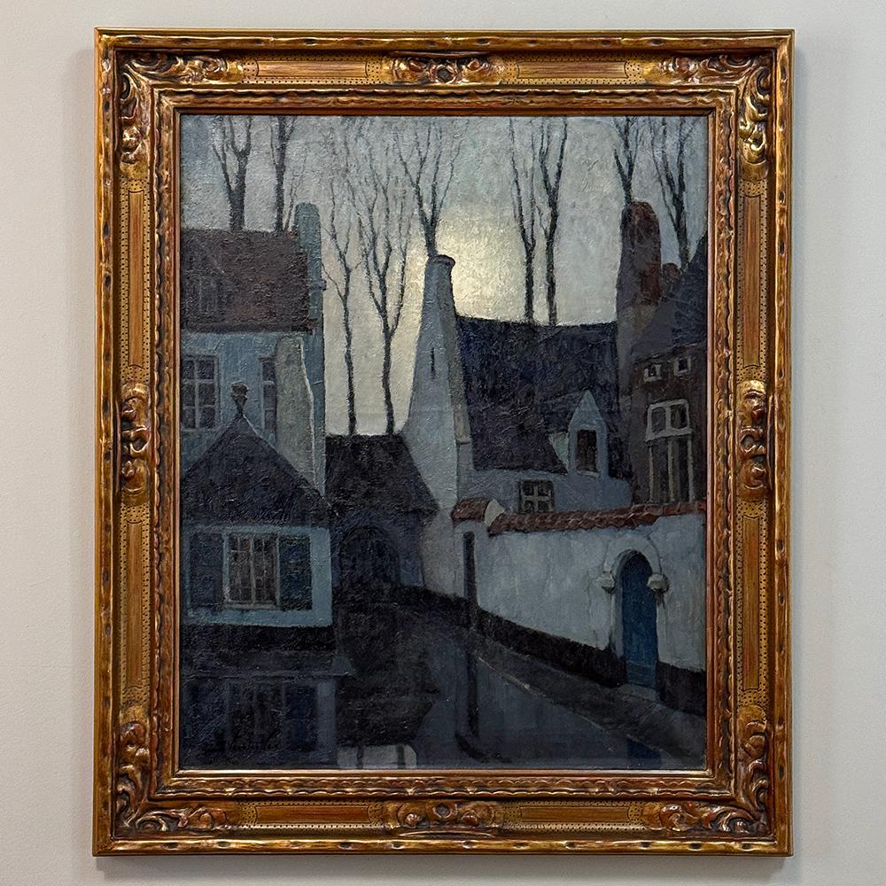 Cuadro antiguo al óleo sobre lienzo enmarcado de J. Verstecken Pintado a mano en venta