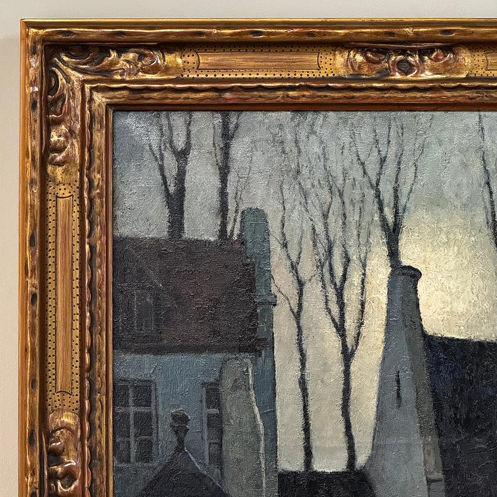 Cuadro antiguo al óleo sobre lienzo enmarcado de J. Verstecken en Bueno estado para la venta en Dallas, TX