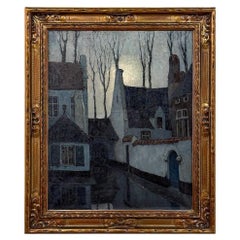 Antique Framed Oil Painting on Canvas by J. Verstecken