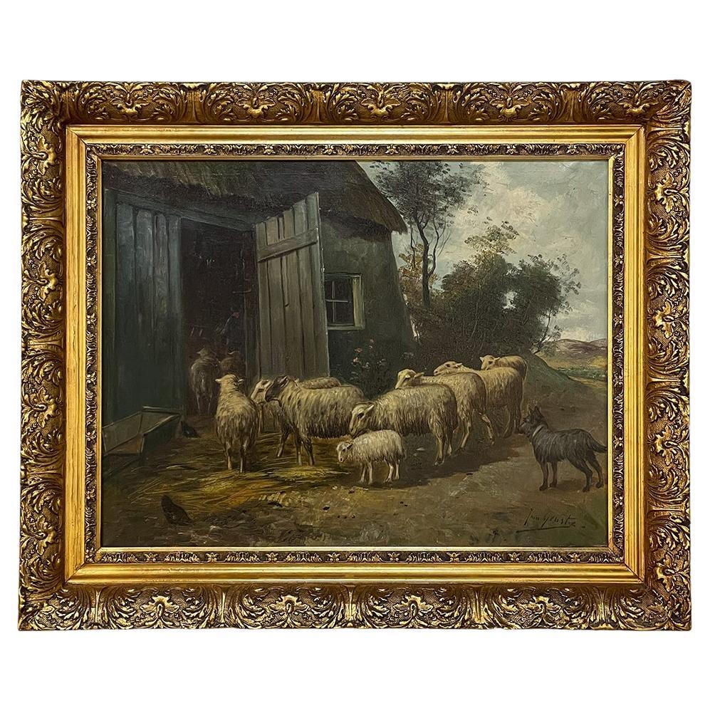 Antique Framed Oil Painting on Canvas by Jan Guerts For Sale at 1stDibs