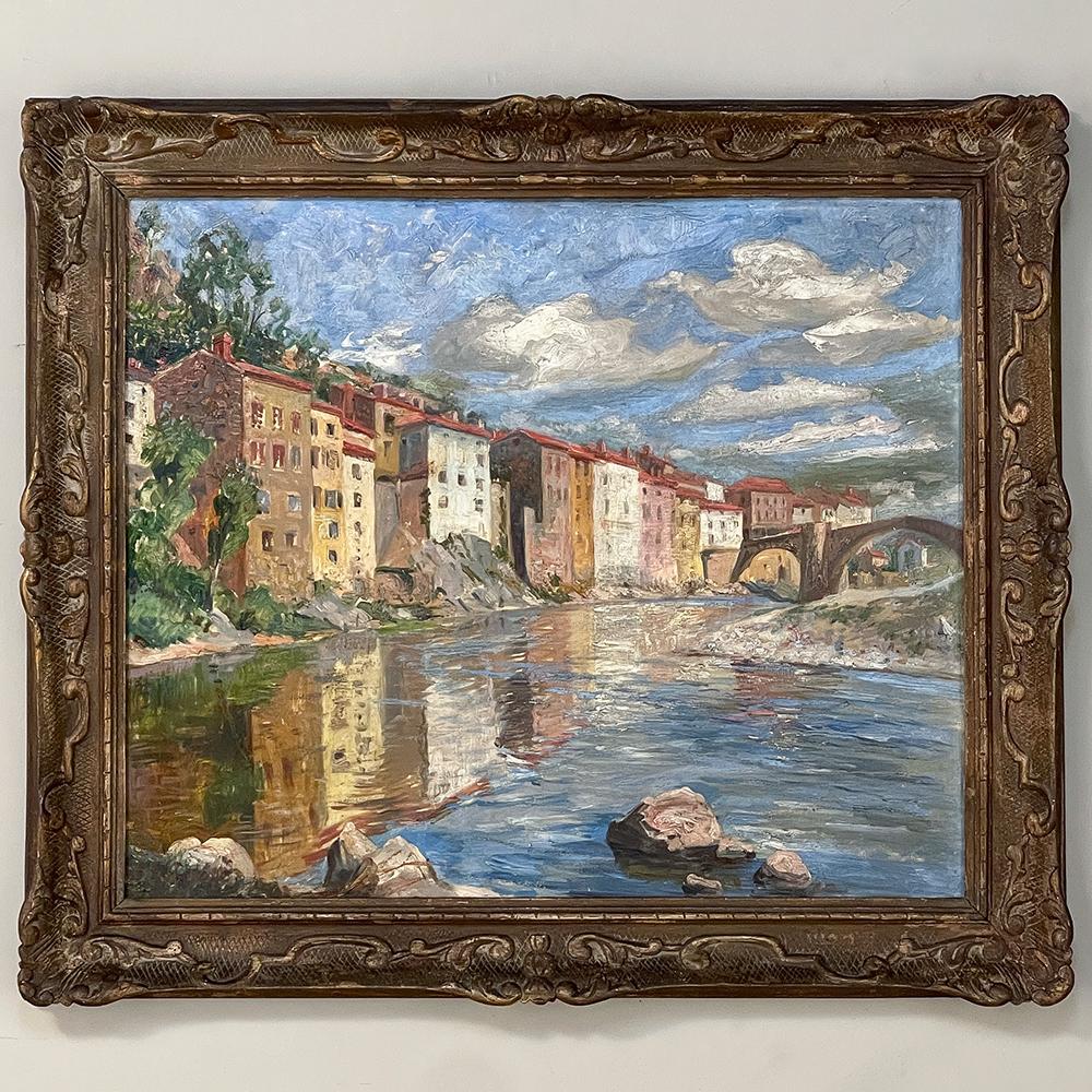 Hand-Painted Antique Framed Oil Painting on Canvas by Jean Chaleye '1878-1960' For Sale