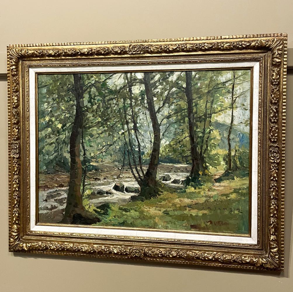Hand-Painted Antique Framed Oil Painting on Canvas by Jean Matthieu Jamsin For Sale