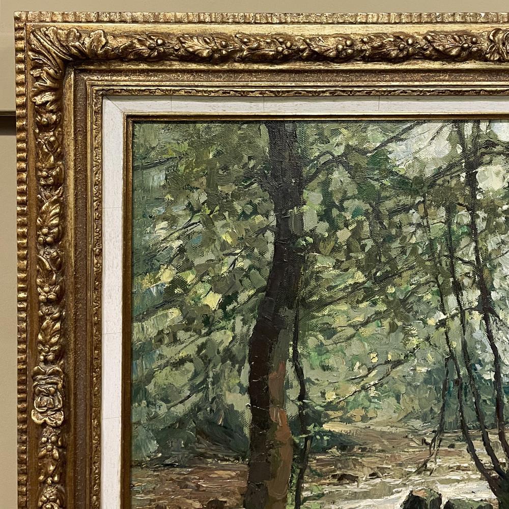Antique Framed Oil Painting on Canvas by Jean Matthieu Jamsin In Good Condition For Sale In Dallas, TX