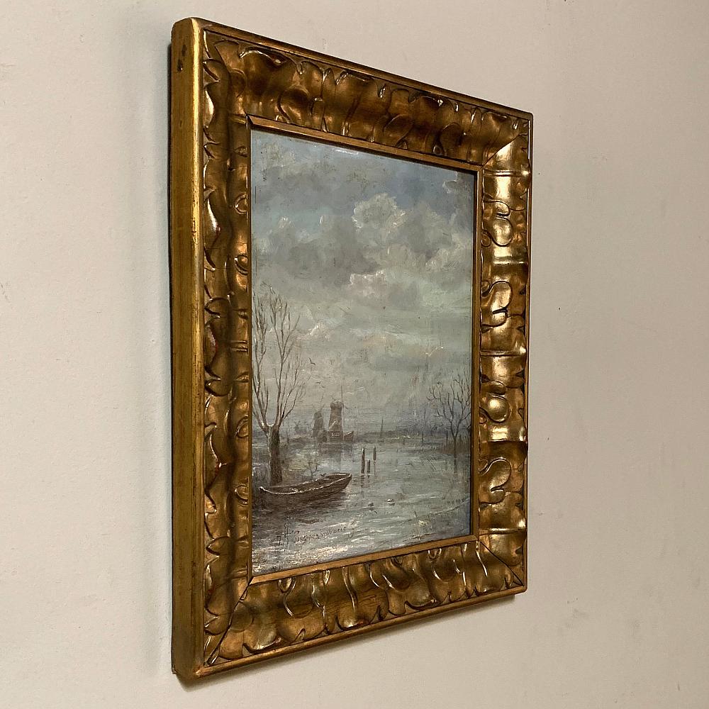 Expressionist Antique Framed Oil Painting on Canvas by J.F. Hoppenbrouwers