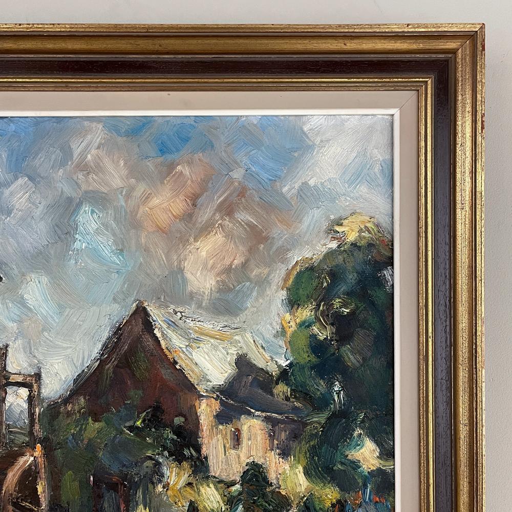 20ième siècle Peinture à l'huile sur toile encadrée d'antiquités par Krings en vente