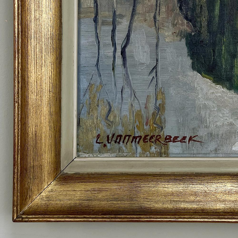 Peinture à l'huile sur toile encadrée ancienne de L. Vanmeerbeek en vente 2