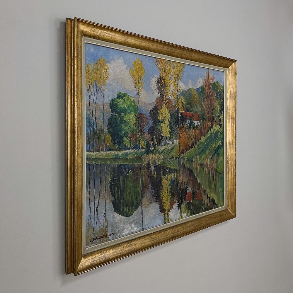 Cuadro antiguo al óleo sobre lienzo enmarcado de L. Vanmeerbeek Expresionista en venta