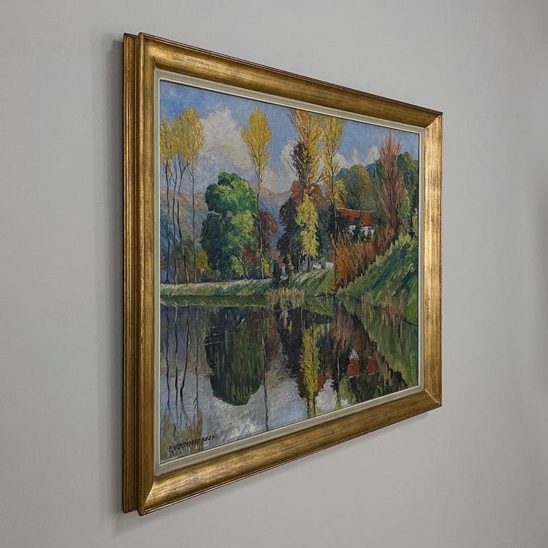 Expressionist Antique Framed Oil Painting on Canvas by L. Vanmeerbeek For Sale