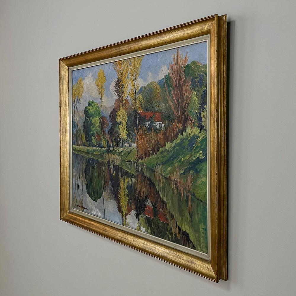 Cuadro antiguo al óleo sobre lienzo enmarcado de L. Vanmeerbeek Holandés en venta